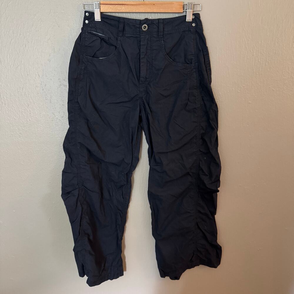 ANTHROPOLOGIE Pilcro Blue Ruched Wide Leg Pant Size 25 Casual comfort